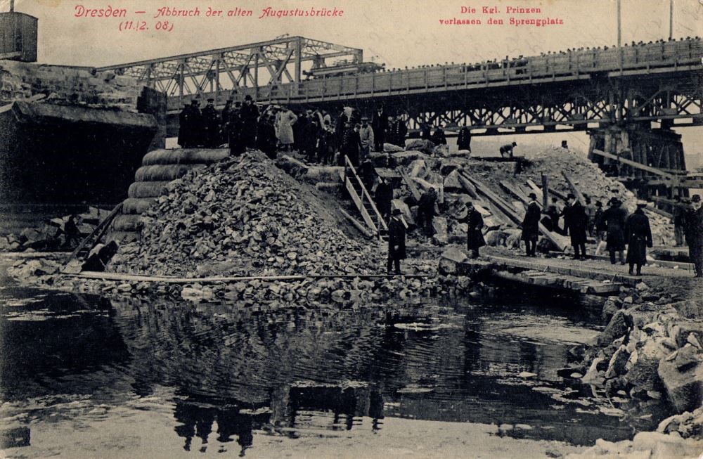 Augustusbrücke - Sprengung Bögen April 1907 Dresden Augustusbrücke - Sprengung Bögen April 1907 Dresden