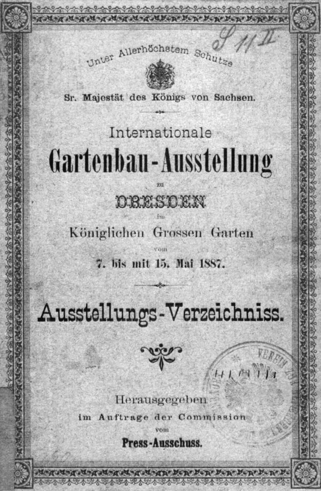 1. Internationale Gartenbau Ausstellung zu Dresden 1887  Dresden