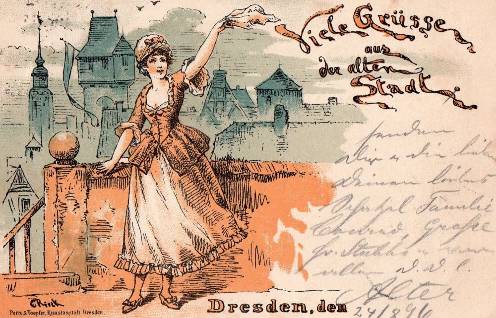S&auml;chsische Handwerks- und Kunstgewerbeausstellung 1896 Die alte Stadt  Dresden