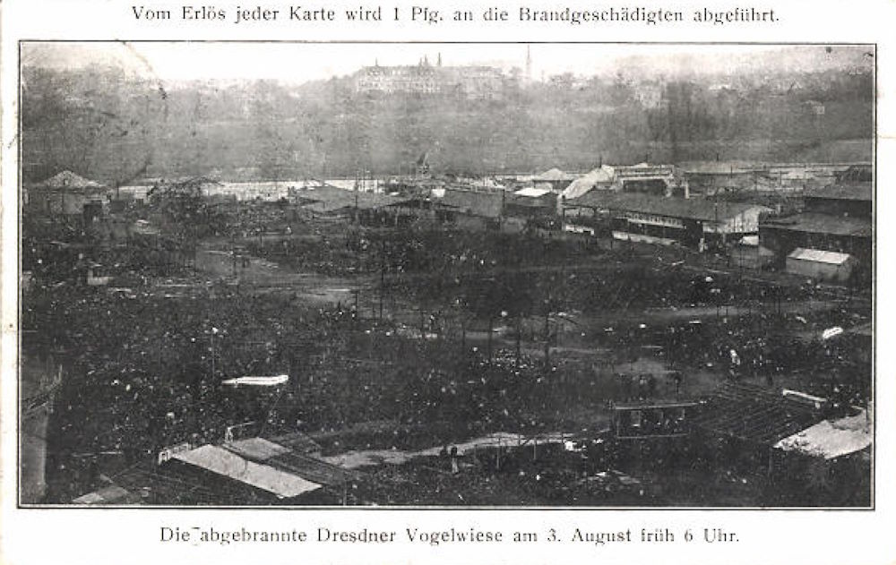 1909 Brand der Dresdner Vogelwiese -Tag danach  Dresden