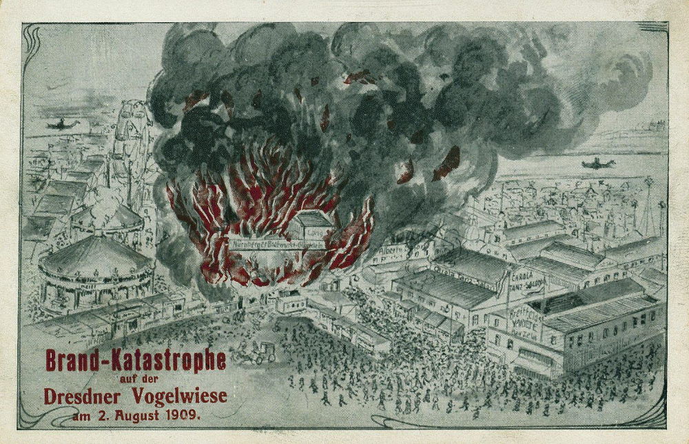 1909 Brand der Dresdner Vogelwiese - Brand  Dresden