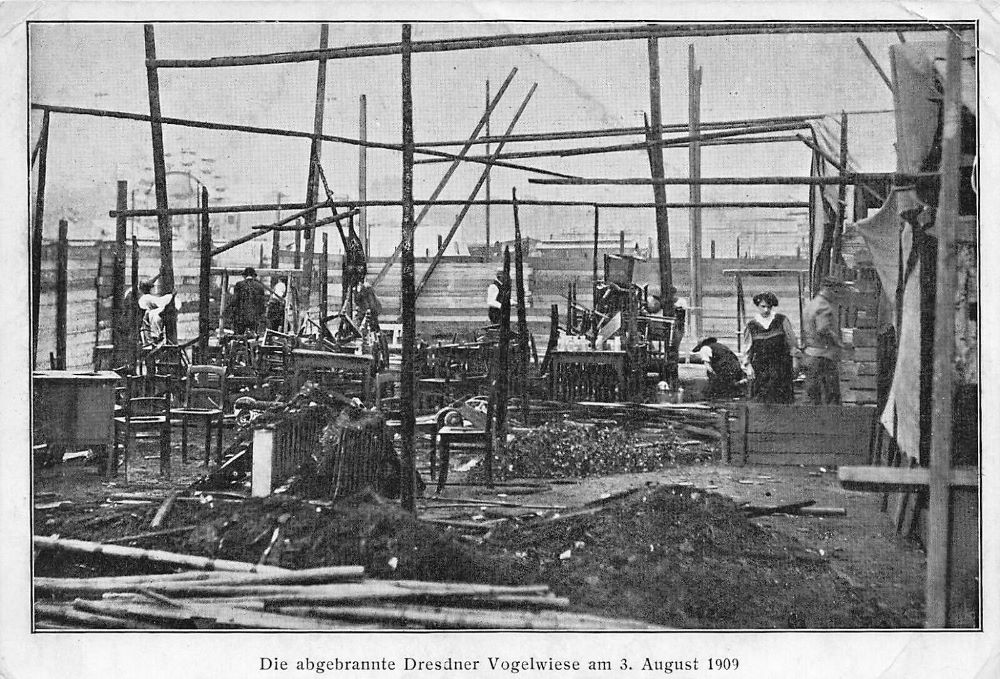 1909 Brand der Dresdner Vogelwiese - Brand  Dresden