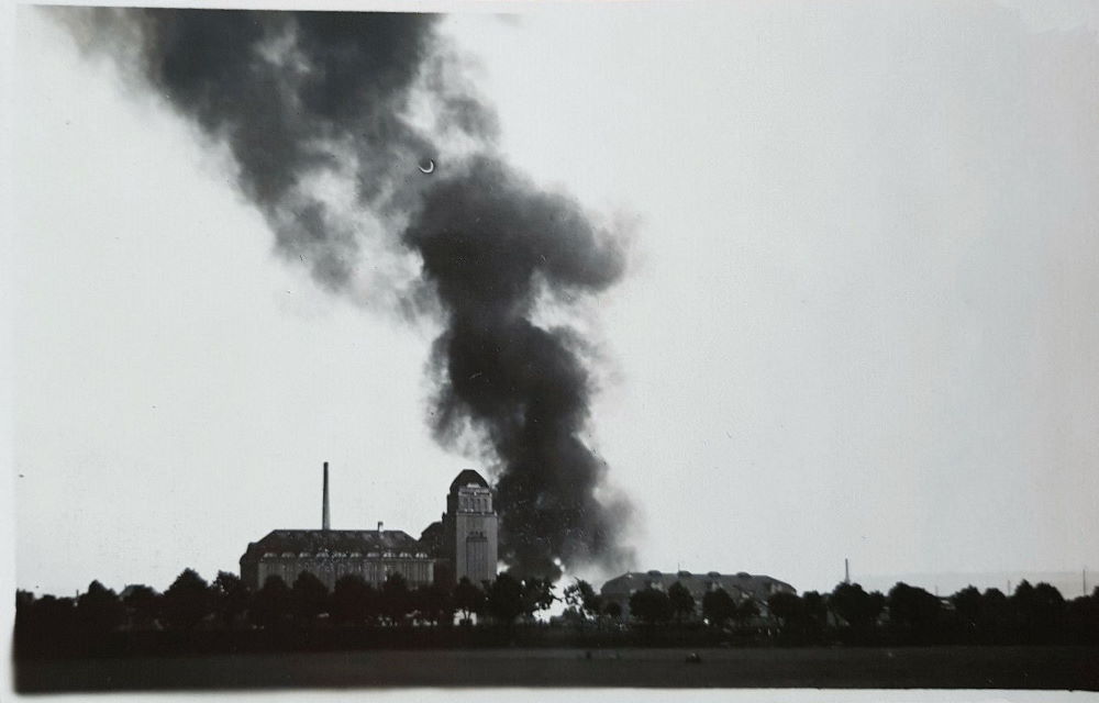 Brand der Hafenm&uuml;hle  Dresden