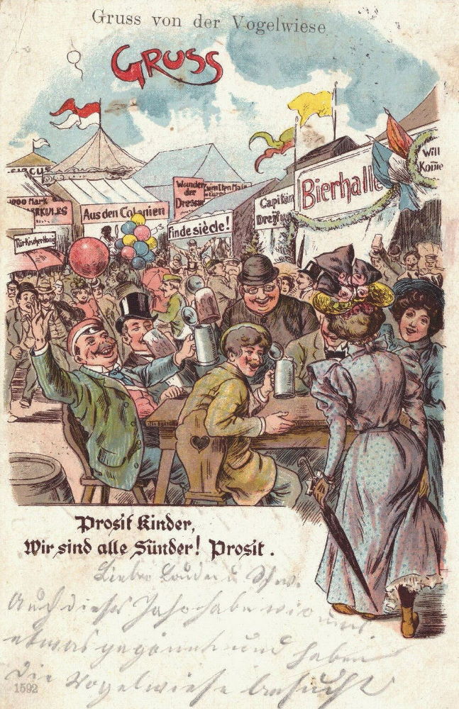 Gruß von der Vogelwiese - Karikatur Querformat (->z01)  Dresden